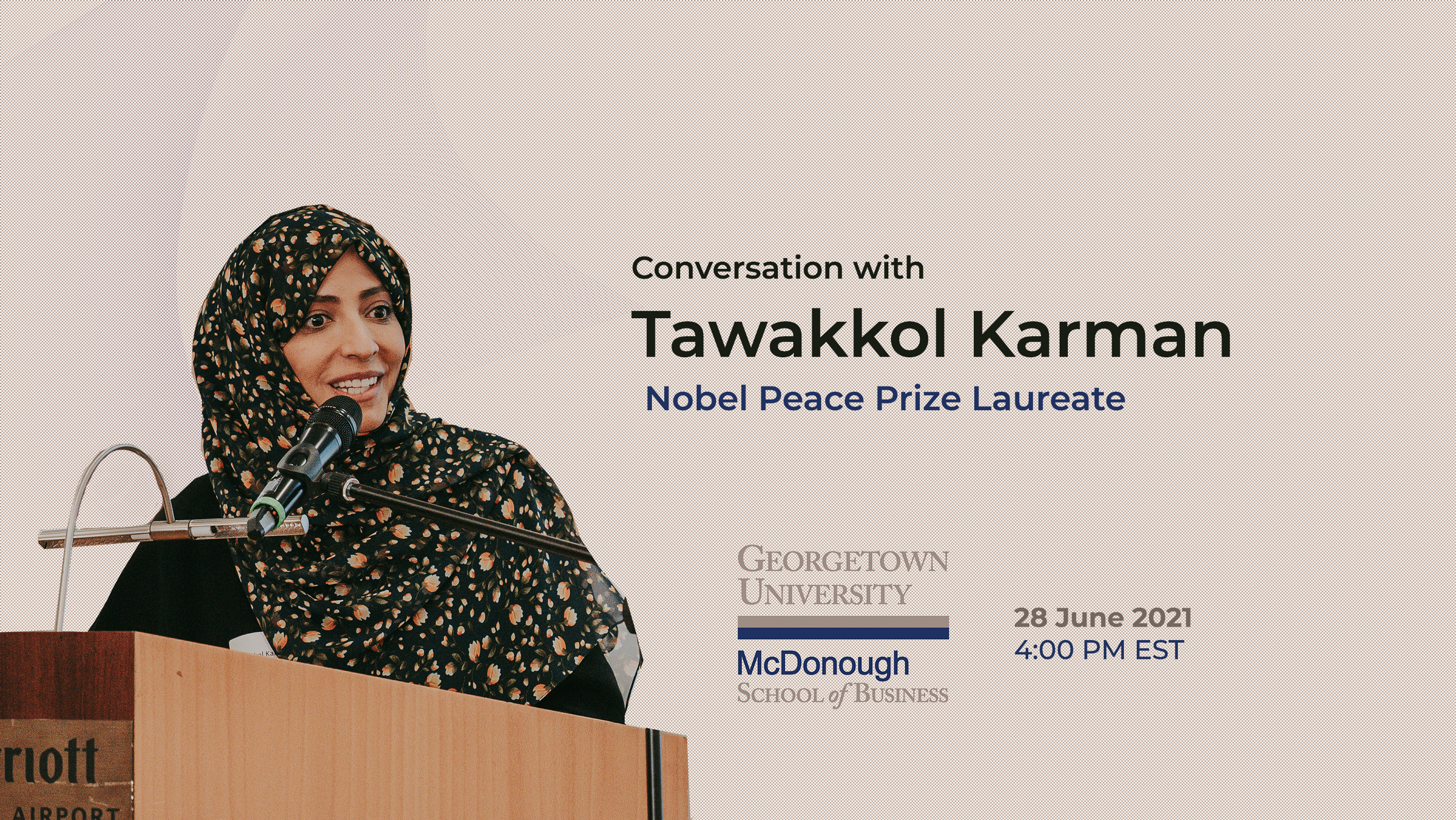 Mrs. Tawakkol Karman participates in a dialogue with Georgetown University students